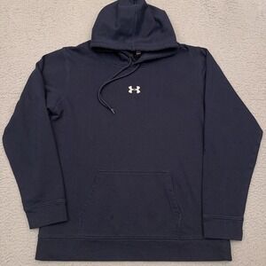Under Armour Hustle Fleece Hoodie Women's XXL‎ Navy Blue Hooded Sweatshirt Gym